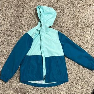 Eddie Bauer Blue Raincoat with Hood and Zipper